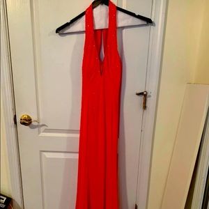 Orange prom dress. Size 4. Halter style.